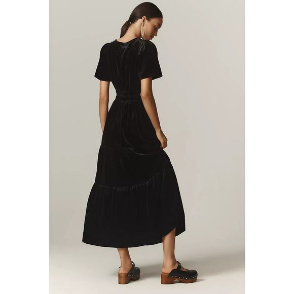 NWT Anthropologie The Somerset Maxi Dress: Velvet Edition $180 XXS Petite BLACK - Picture 4 of 4